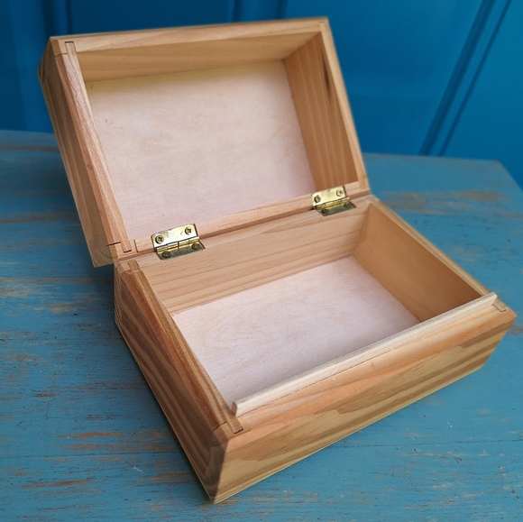 Wooden Block Box Unstained Wood Naked Natural Small Trinket Jewelry Box - Picture 5 of 16